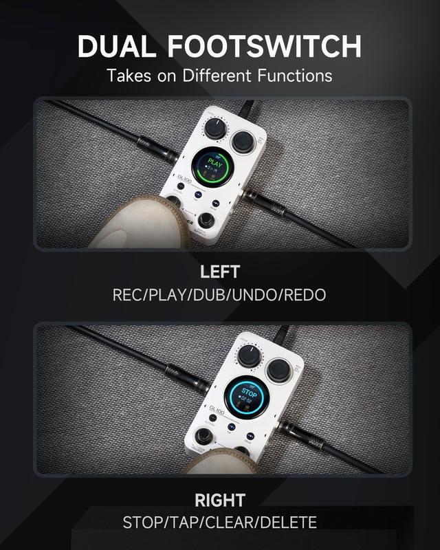 Pedal Looper MOOER GL100 - Máquina de Tambor com 100 Slots e 300